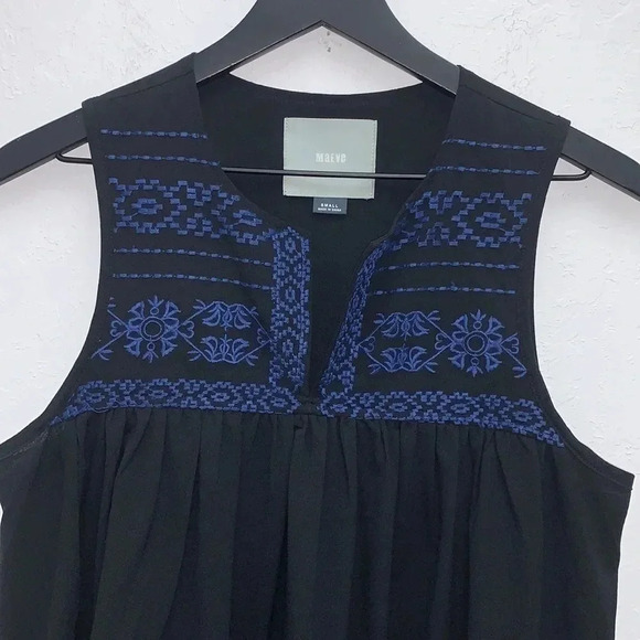 Anthropologie Maeve Sisa Babydoll Tank Black/Blue Size Small - Picture 3 of 9